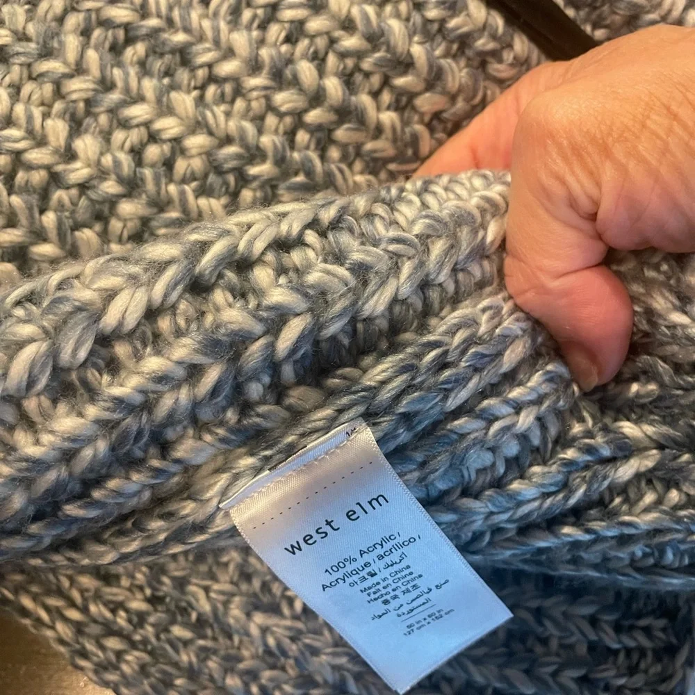 NWT West Elm Marled Ribbed Knit Throw/ Marina Blue/Cozy
